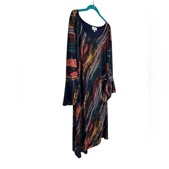 Signature by Robbie Bee Multicolor w Gold Tie Knot Dress Bell Sleeves Si… - Picture 4 of 17